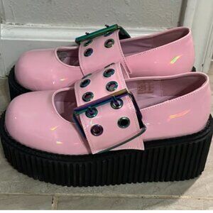 Pink Holographic Demonia Mary Jane